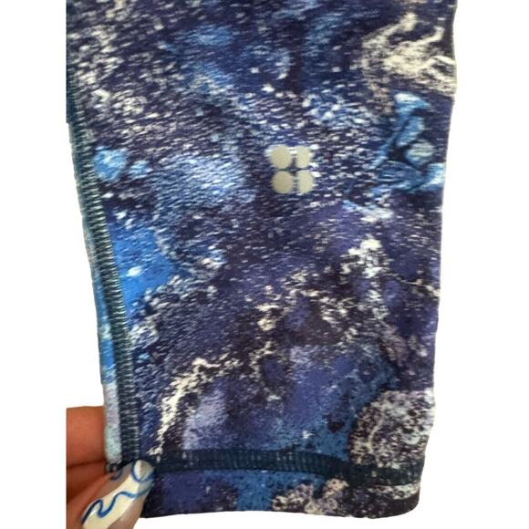 Sweaty All Day 7/8 Workout Leggings Blue Marlin Moon Print Galaxy Swirl Size S - Picture 9 of 12